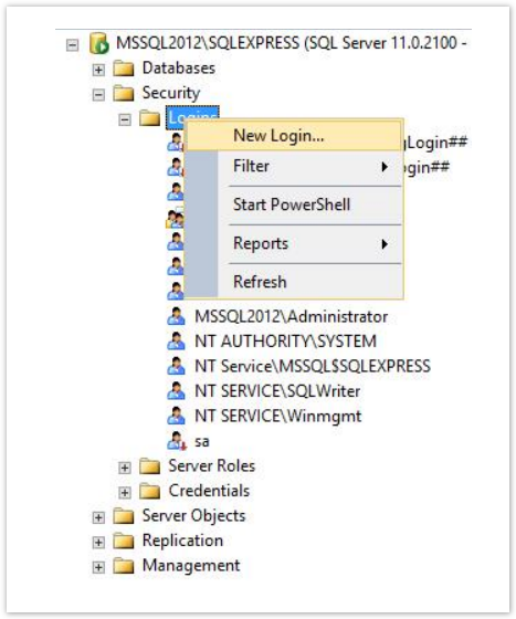 Database setup and configuration - MS SQL