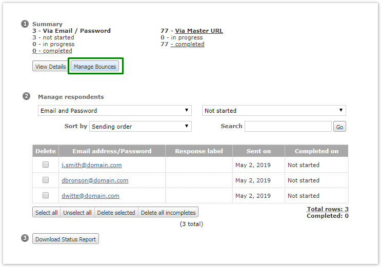 List of Bounced Email Messages